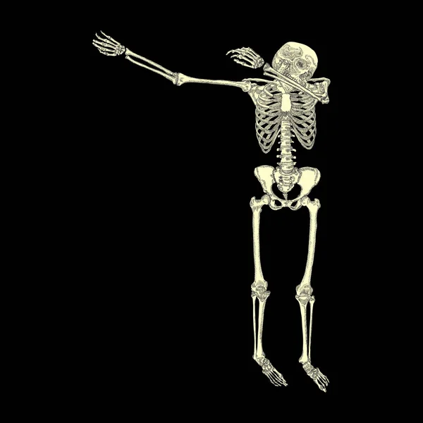 Human skeleton dancing sketch — Stock Vector
