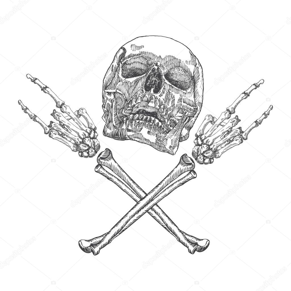 Skull and crossbones hands