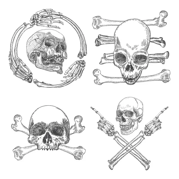 Set doodskoppen crossbones — Stockvector