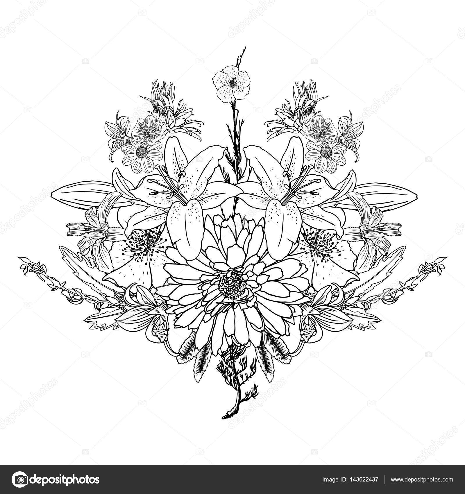 Vintage bouquet of flowers — Stock Vector © goldenshrimp #143622437