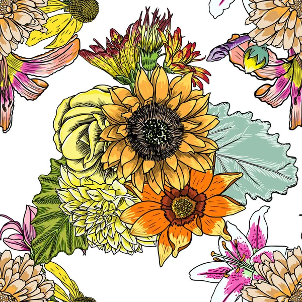 Seamless pattern with flowers — Stock Photo, Image