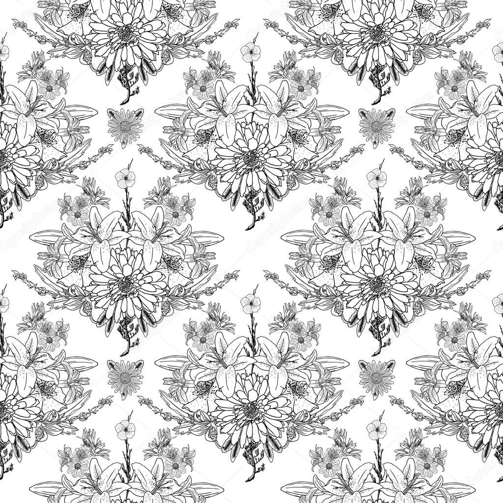 Black And White Flower Pattern For Coloring Endless Floral Drawing Doodle Art Therapy Coloring Page Coloring Book Page Anti Stress For Adults Vector Premium Vector In Adobe Illustrator Ai Ai