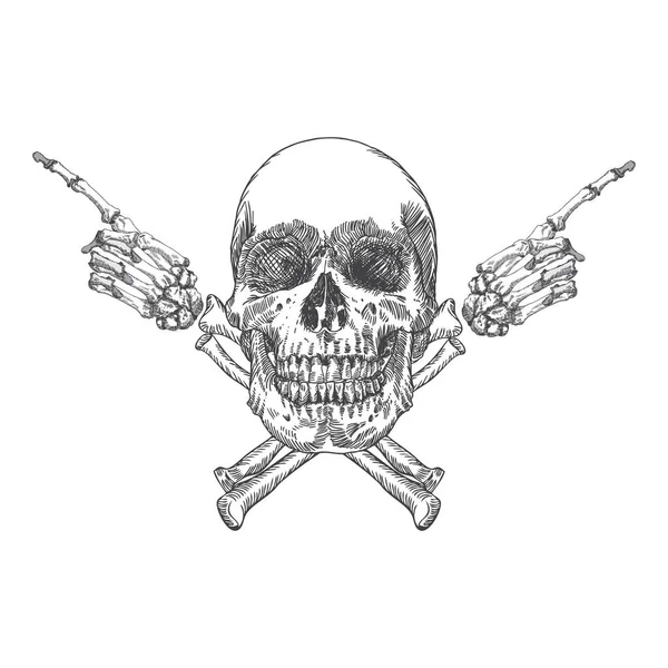 Skull and crossbones gemaakt van handen — Stockvector