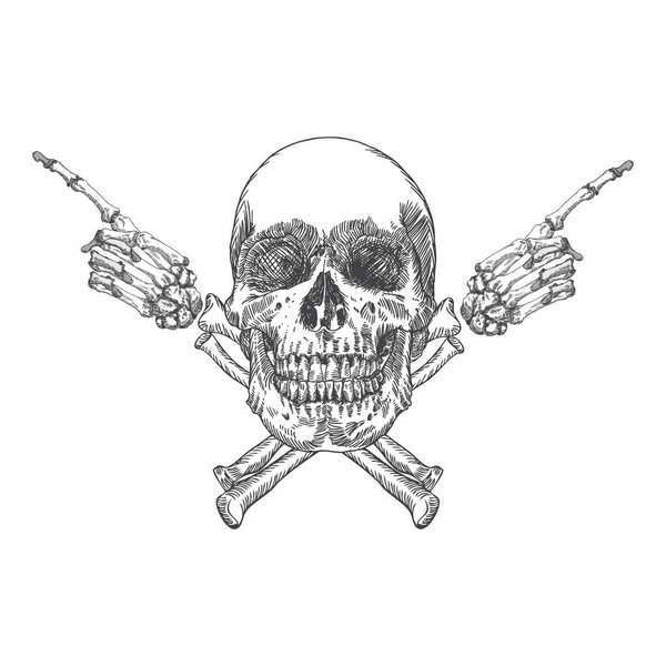 Череп и крестообразные кости из рук
