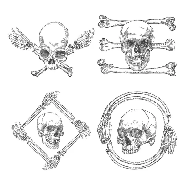 Set of Skulls crossbones — Stock Vector