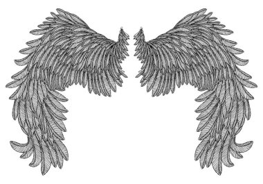 Çift elle çizilmiş vintage kanatlar