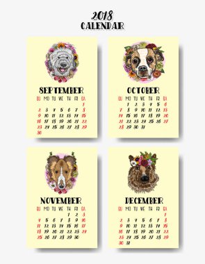 Sevimli köpek ile takvim 2018