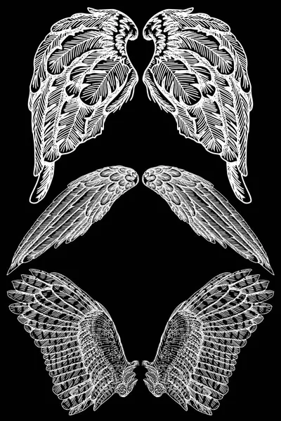 Набір старовинних крил, намальований вручну — стоковий вектор