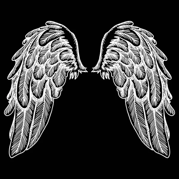 黒の白い鳥の翼のセット — ストックベクタ