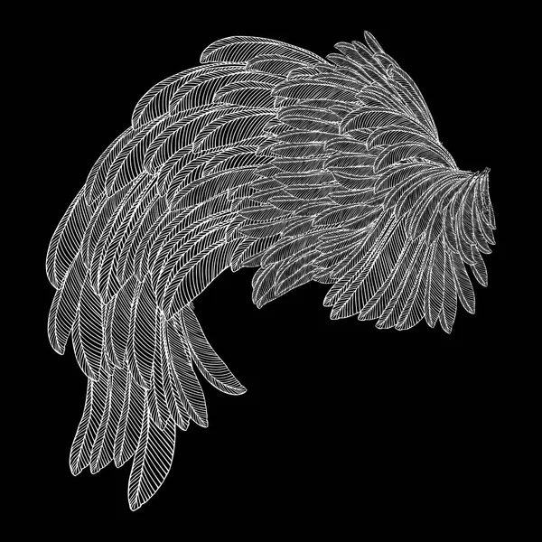 Рука намальована вінтажне пташине крило — стоковий вектор