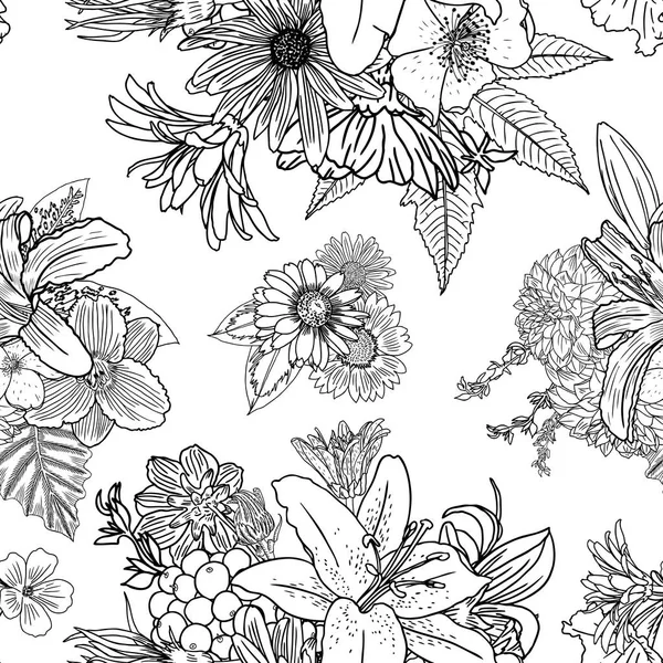 Papel pintado de patrón sin costura floral Doodle — Vector de stock