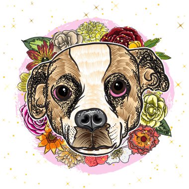 Elle çizilmiş komik moda Beagle