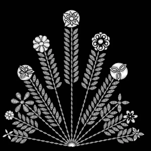 Nakış Basitleştirilmiş çiçek desenli — Stok Vektör