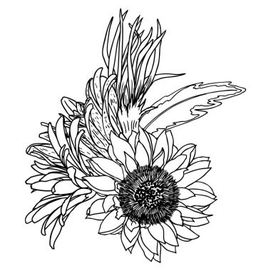 Buket farklı el çekilmiş çiçek