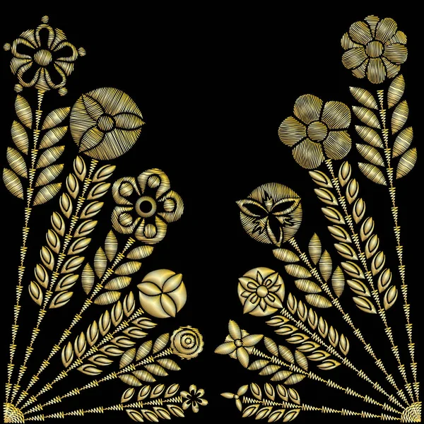 花の刺繍パターン — ストックベクタ
