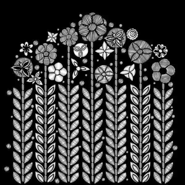 Wzór kwiatowy haft — Wektor stockowy
