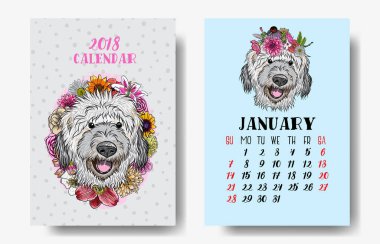 Sevimli köpekleri ile aylık takvim 2018