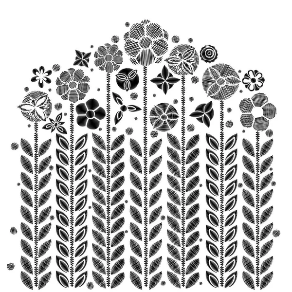 Diseño de bordado floral — Vector de stock