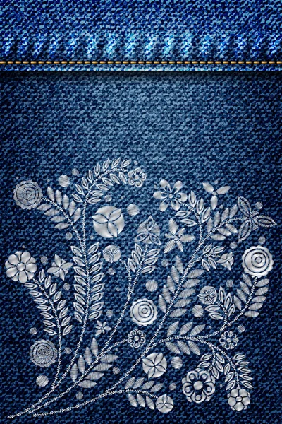 Broderie motif floral — Image vectorielle
