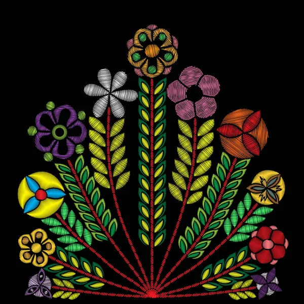 Patrón floral bordado — Archivo Imágenes Vectoriales