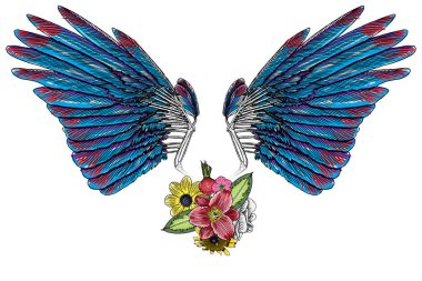 Kanatlı çizim çiçek