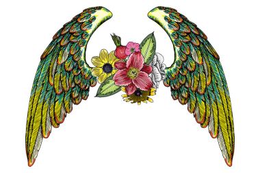 Kanatlı çizim çiçek