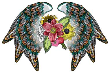 Kanatlı çizim çiçek