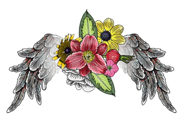 Цветы с рисунком крыльев — стоковый вектор
