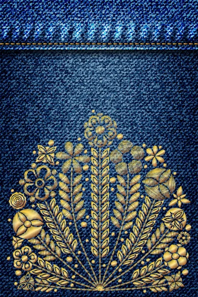 Patrón decorativo floral bordado — Archivo Imágenes Vectoriales