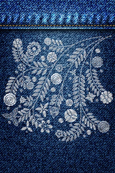 Broderie motif floral décoratif — Image vectorielle