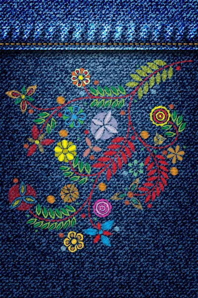 Вышивка цветочные декоративные узоры — стоковый вектор