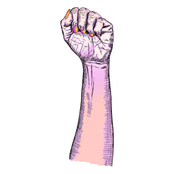Кулак рука жінки підняли вгору — стоковий вектор