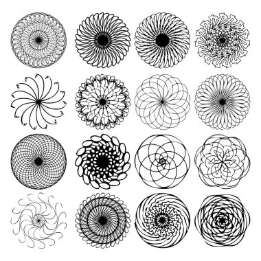 Kutsal geometri yuvarlak mandala seti