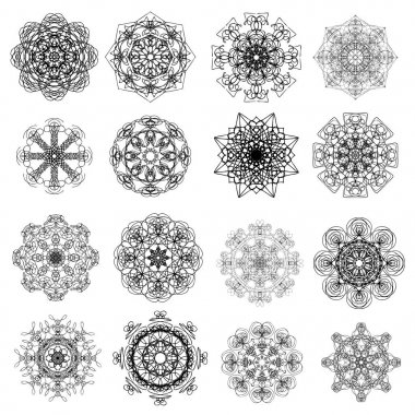 Kutsal geometri yuvarlak mandala seti