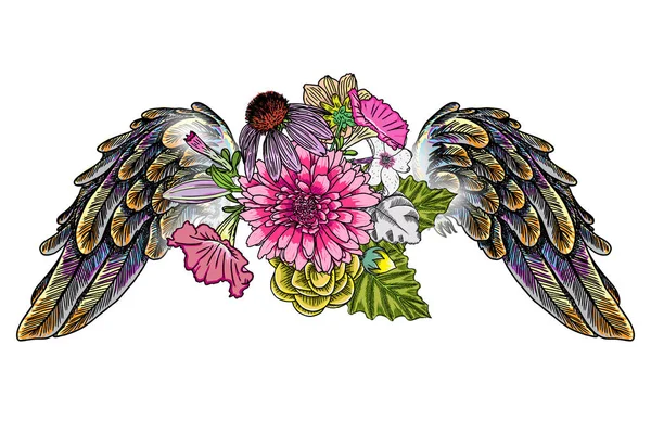 Цветы с крыльями ангелов — стоковый вектор