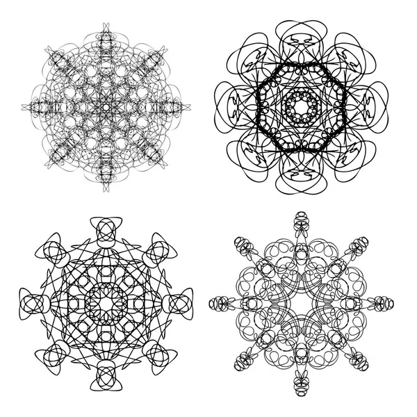 Kutsal geometri yuvarlak mandala seti — Stok Vektör