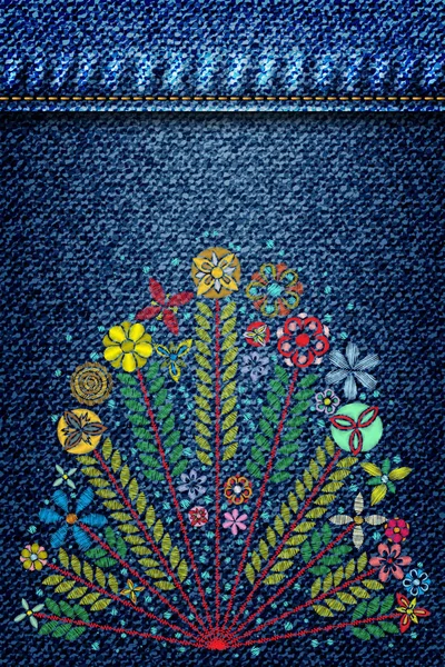 Broderie fleur dentelle — Image vectorielle
