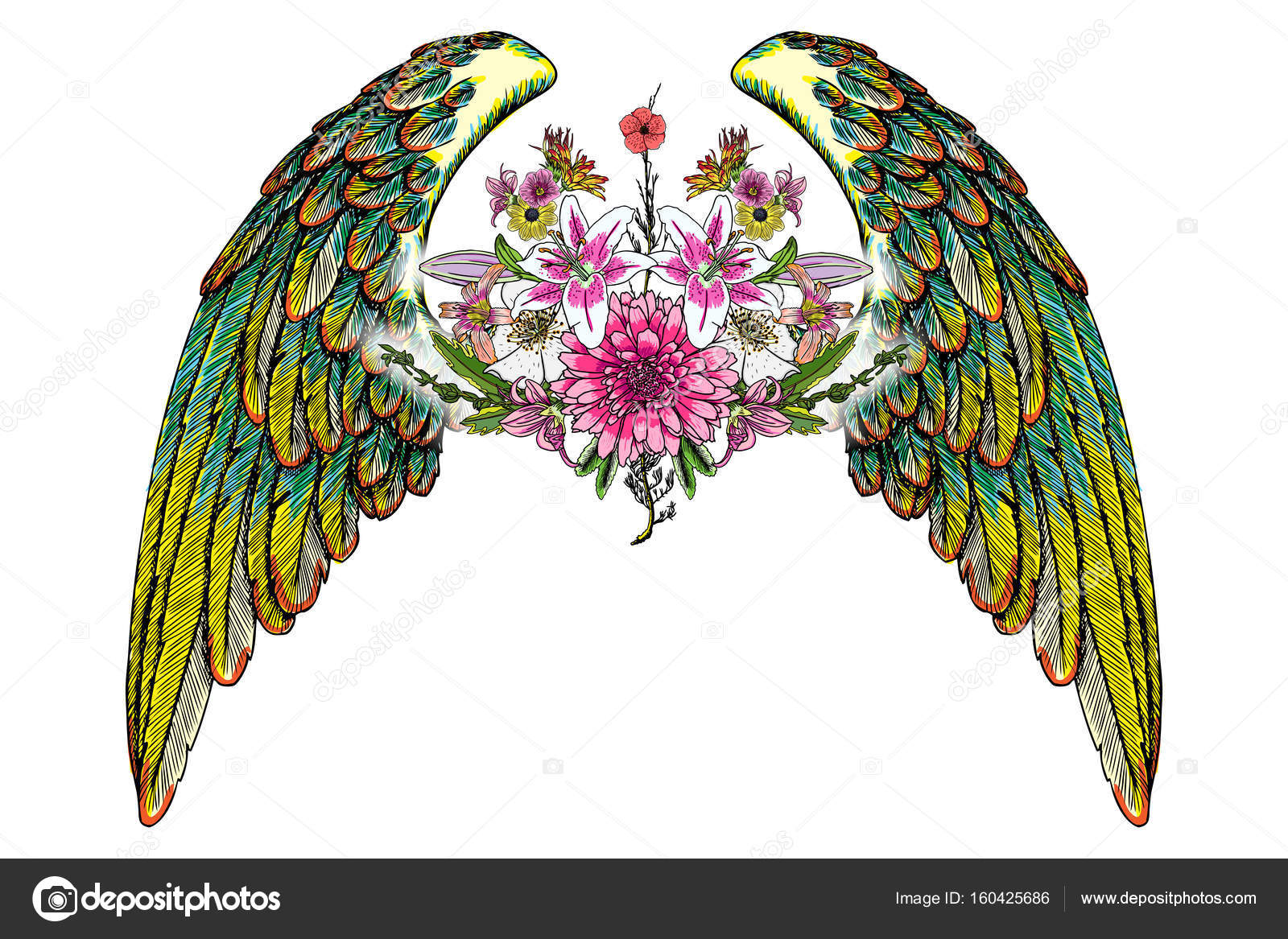 Flowers with angel wings Stock Vector Image by ©goldenshrimp 160425686