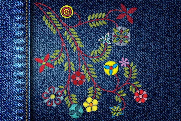 Broderie motif floral — Image vectorielle