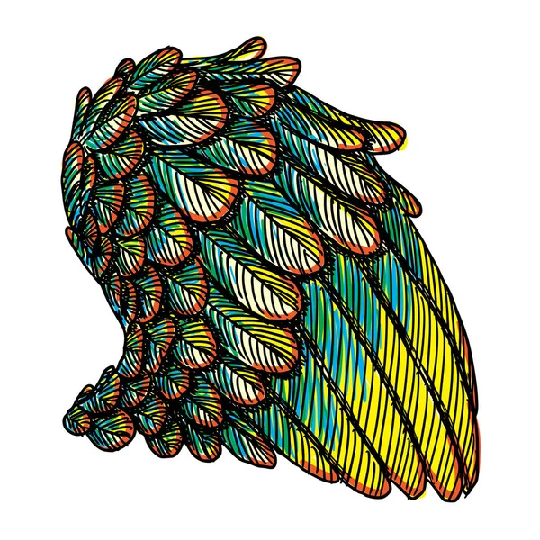 Colorido ala de un solo pájaro — Vector de stock