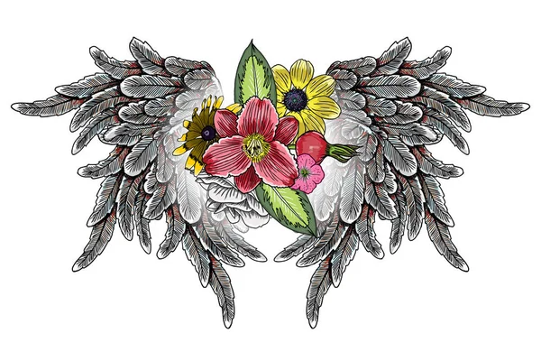 Цветы с крыльями ангелов — стоковый вектор