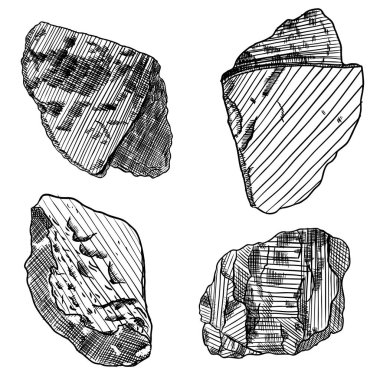 Gerçekçi elle çizilmiş taşlar kümesi 