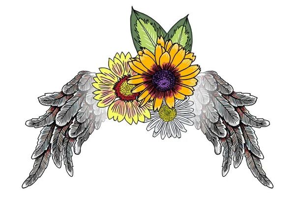 Fleurs aux ailes d'ange — Image vectorielle