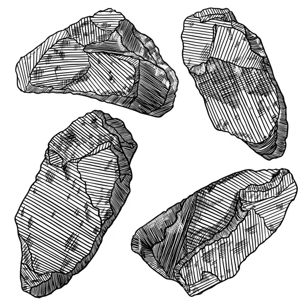 현실적인 손으로 그린 돌 세트 — 스톡 벡터