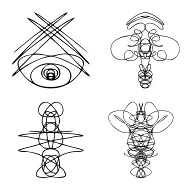 Simetrik grafik tasarım öğeleri kümesi