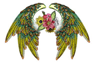 Kanatlı çizim çiçek