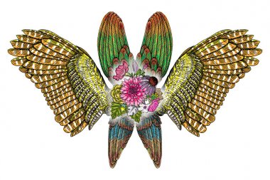 Kanatlı çizim çiçek