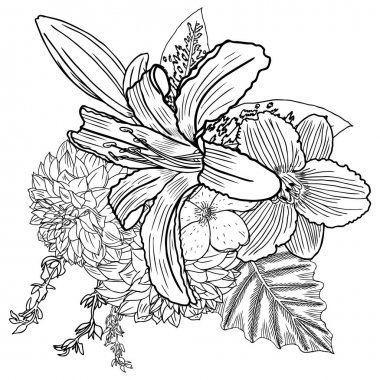 Vintage buket farklı çiçek 