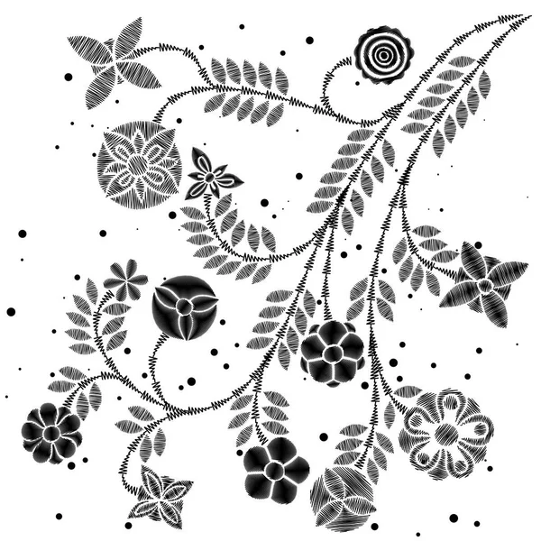 Patrón de bordado floral — Vector de stock