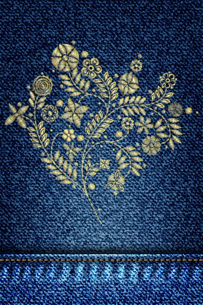 花の刺繍パターン — ストックベクタ